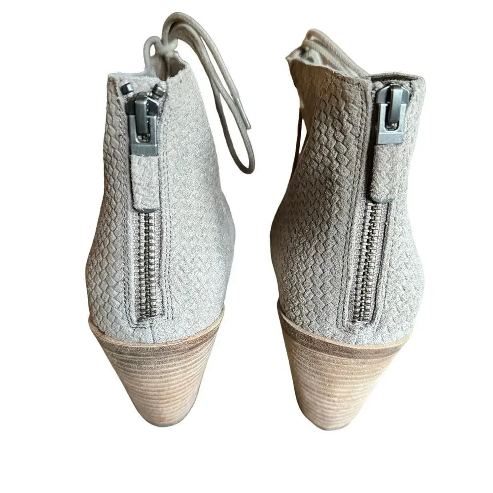Eileen Fisher Open Toe Lace Up Booties - Slew Suede Size 8.5